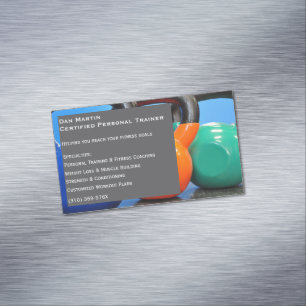 Cartão De Visitas Magnético Cinzas Pesos Gym Centro de Malhação Pessoal do Tre