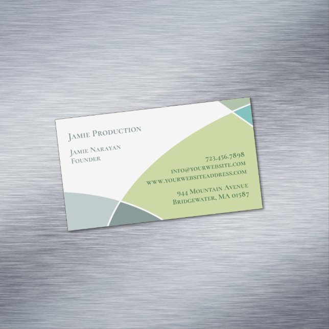 Cartão De Visitas Magnético Círculos Verdes Retroativos (Posição Original)