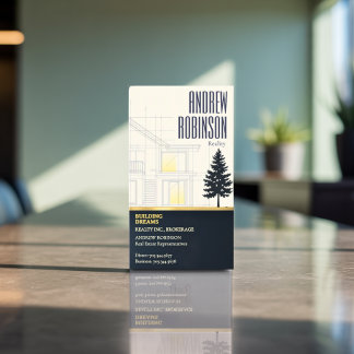 Cartão De Visitas Magnético Classic Navy Open House Floor Plan Elegant Detail