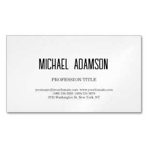 Cartão De Visitas Magnético Clássico Elegante Simples e Branco Minimalista
