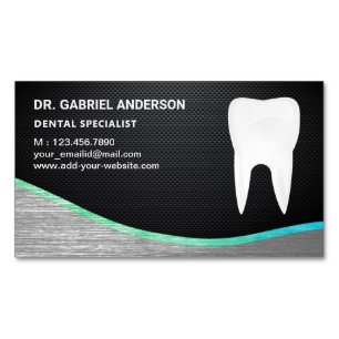 Cartão De Visitas Magnético Clínica Odontológica Dentista Dente de Aço Fibra d