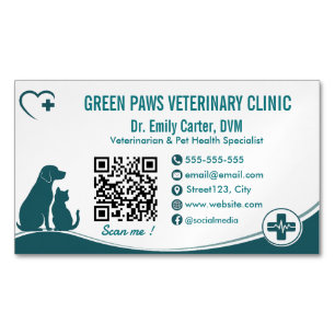 Cartão De Visitas Magnético Clínica Veterinária Personalizada Moderna  