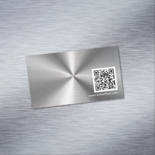 Cartão De Visitas Magnético Código QR Anúncio Simples Sliver Metal Stainless S