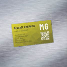 Cartão De Visitas Magnético Código QR com padrão de malha geométrica gradiente
