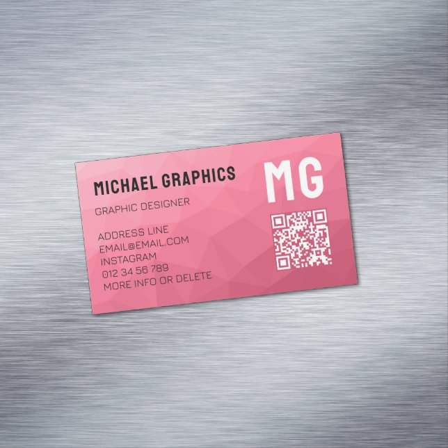 Cartão De Visitas Magnético Código QR com padrão de malha geométrica gradiente (Posição Original)