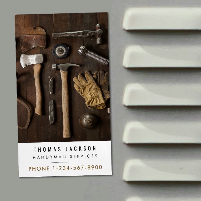 Cartão De Visitas Magnético Código QR de ferramentas de carpinteiro de mão (Handyman Carpenter Tools Photo QR Code Business Card Magnet)