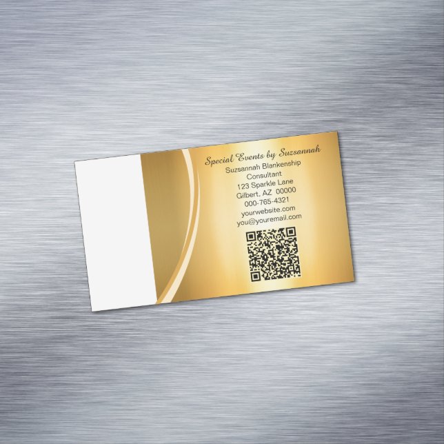 Cartão De Visitas Magnético Código QR de Fotografia Personalizada Flare Dourad (Posição Original)