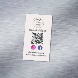 Cartão De Visitas Magnético Código QR de Mídia Social Moderna   Retrato Minima