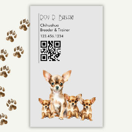 Cartão De Visitas Magnético Código QR do Criador de Cachorros Chihuahua Animal