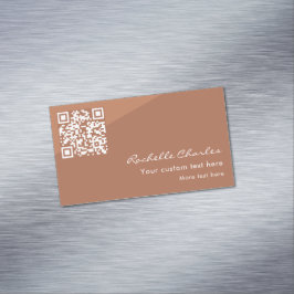 Cartão De Visitas Magnético Código QR Marrom Cobre Moderno e Elegante