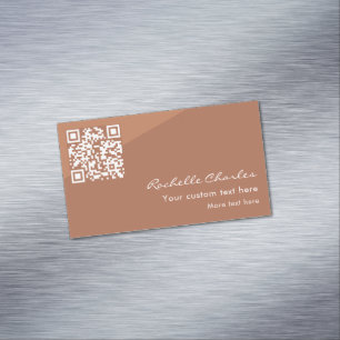 Cartão De Visitas Magnético Código QR Marrom Cobre Moderno e Elegante