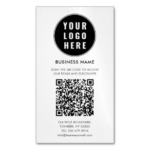 Cartão De Visitas Magnético Código QR Personalizado Logo Moderno Minimalista
