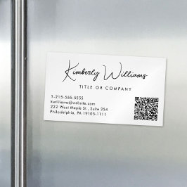 Cartão De Visitas Magnético Código QR Professional de Script Mínimo