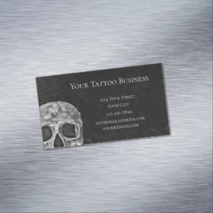 Cartão De Visitas Magnético Compro De Tatuagem Branca E Preta Da Cabeça Do Crâ