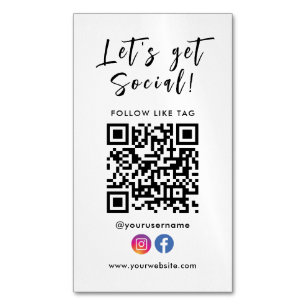 Cartão De Visitas Magnético Conecte-se com o Instagram do Facebook do Código Q