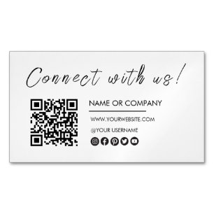 Cartão De Visitas Magnético Conecte-se com o logotipo Código Qr Branco minimal