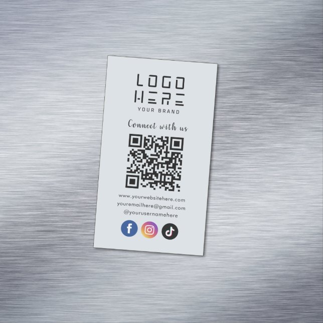 Cartão De Visitas Magnético Conecte-se com o Marinho flexível de código QR de  (Posição Original)