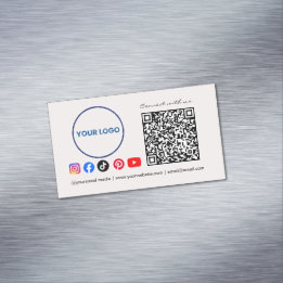 Cartão De Visitas Magnético Conecte-se conosco Código QR de Mídia Social Empre
