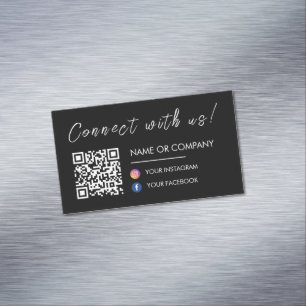 Cartão De Visitas Magnético Conecte-se conosco Código Qr Instagram Preto no Fa