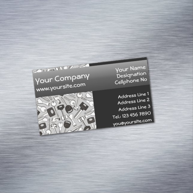 Cartão De Visitas Magnético Conjunto de teclas Fundo Parece amarelo fundo (Posição Original)