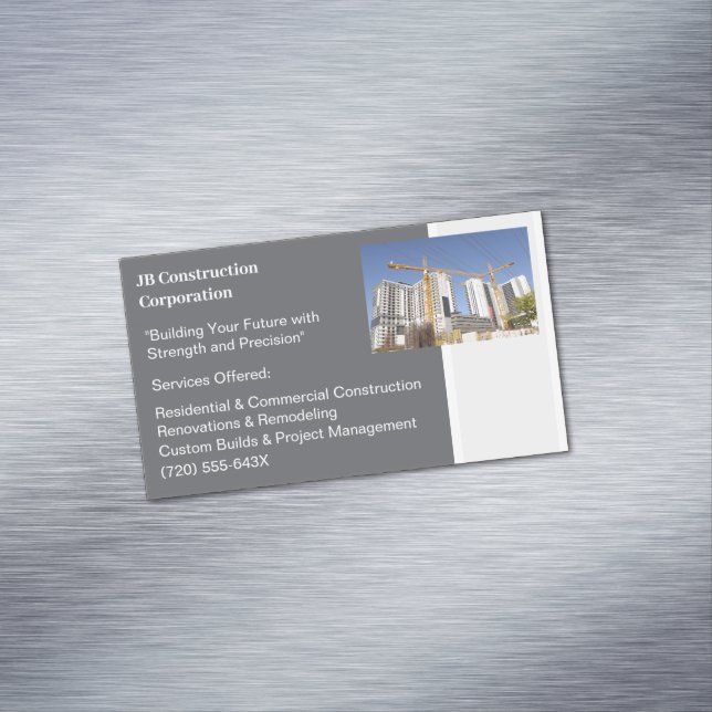 Cartão De Visitas Magnético Construção de edifícios de gruas (Posição Original)