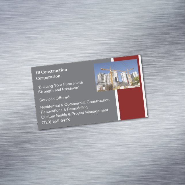 Cartão De Visitas Magnético Construção de edifícios de gruas (Posição Original)