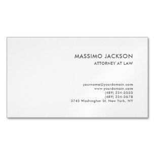 Cartão De Visitas Magnético Consultor Jurídico Preto e Branco Minimalista Advo