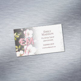 Cartão De Visitas Magnético Cor d'água - rosada amarela roxas a preto, Monogra