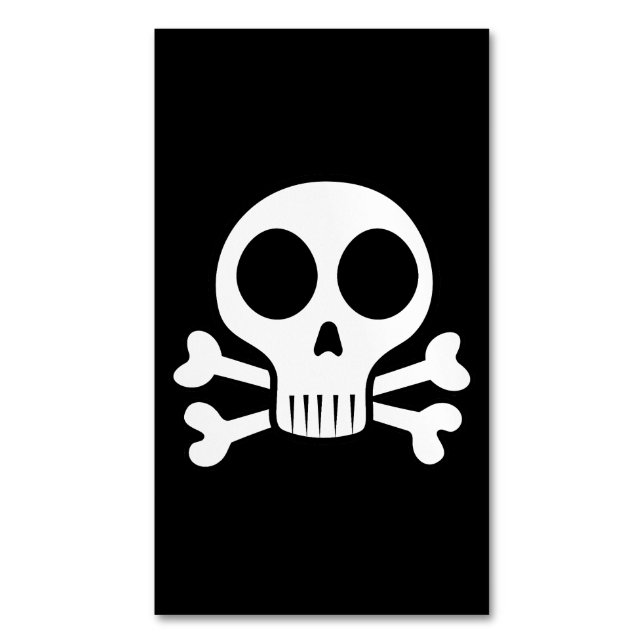 Cartão De Visitas Magnético crânio assustador sobre fundo negro (Frente Vertical)