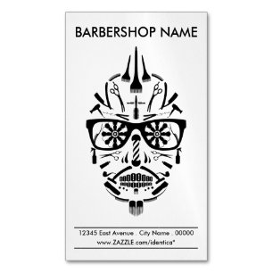 Cartão De Visitas Magnético crânio do açúcar do barbeiro