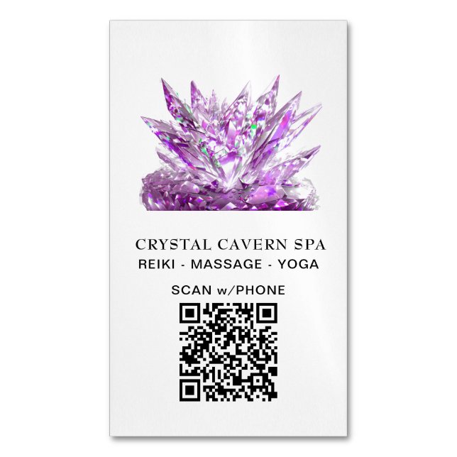Cartão De Visitas Magnético *~* Cristal QR Magenta Magenta Magenta de Espumaçã (Frente Vertical)