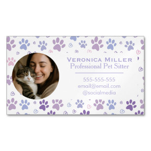 Cartão De Visitas Magnético Cuidador de Animais Profissional com Foto Personal