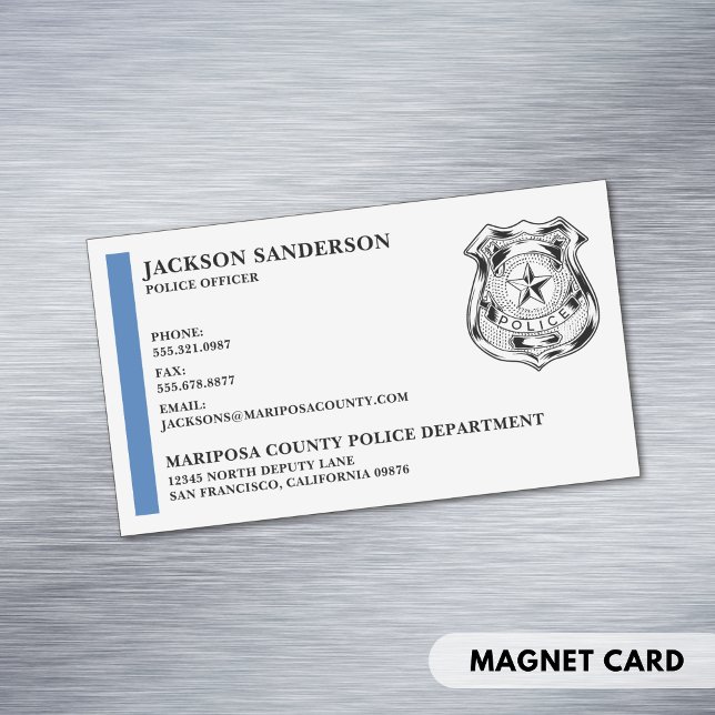 Cartão De Visitas Magnético Custom Police Officer Department Law Enforcement (Custom Police Officer Department Law Enforcement Business Card Magnet)