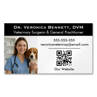 Cartão De Visitas Magnético Customizable Veterinary Professional Photo