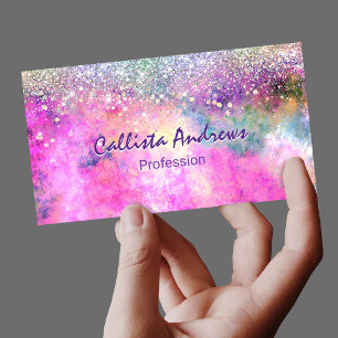 Cartão De Visitas Magnético Cute iridescente prata falsa brilho