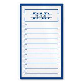 Cartão De Visitas Magnético Dad Blue Monogram 2" x 3.5" To Do List Dry Erase