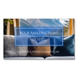 Cartão De Visitas Magnético Delicado de Foto Na moda Luxury Elegante Azul