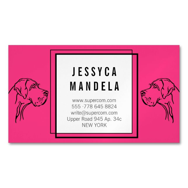 Cartão De Visitas Magnético Desenho de Dane Grande Moderno (Frente)