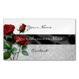 Cartão De Visitas Magnético Design de arte floral com elegante brilhante simul