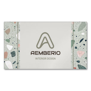 Cartão De Visitas Magnético Design de Interiores Terrazzo