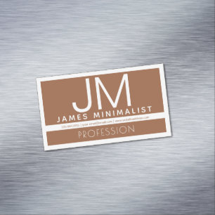 Cartão De Visitas Magnético Design Minimalista Profissional Moderno   Marrom e