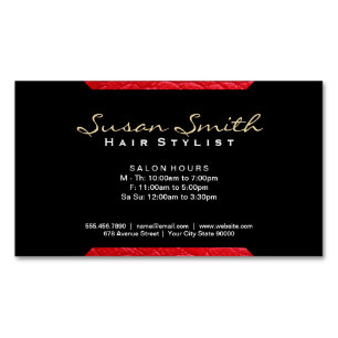 Cartão De Visitas Magnético Destaque de Couro (vermelho)  Quic, Luxe