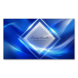 Cartão De Visitas Magnético Diamante Geométrico Futurista Brilhante Azul Elétr