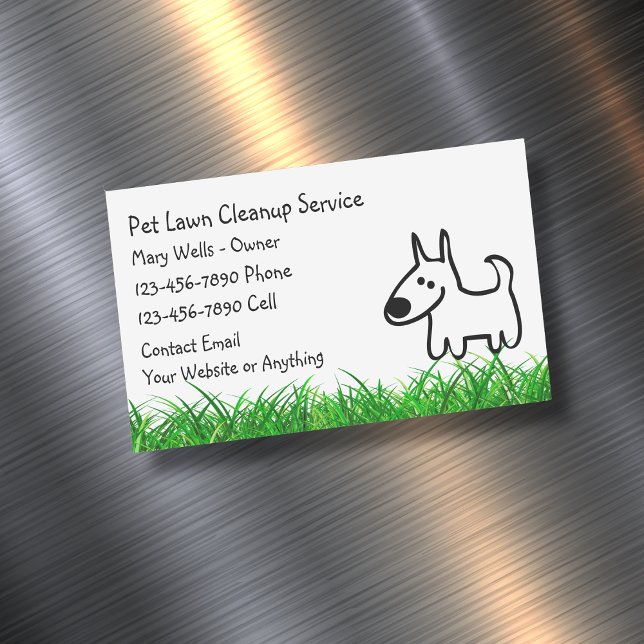 Cartão De Visitas Magnético Dog Lawn Cleanup Simple Business Card Magnets (Criador carregado)