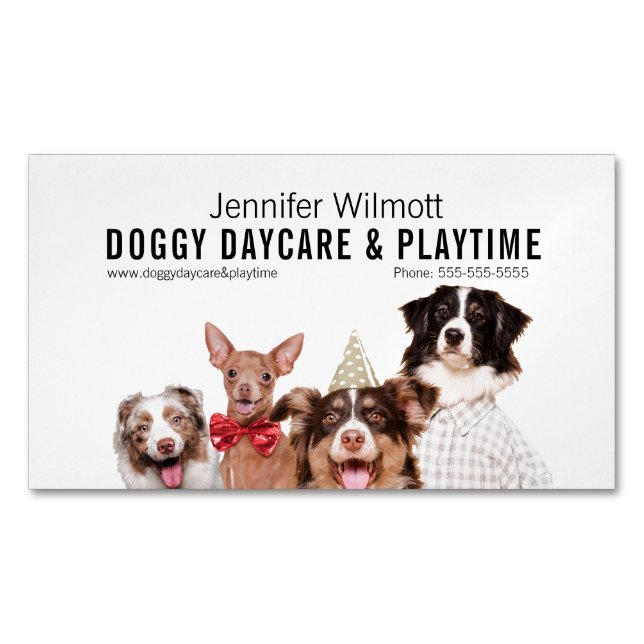 Cartão De Visitas Magnético Doggy Daycare (Frente)