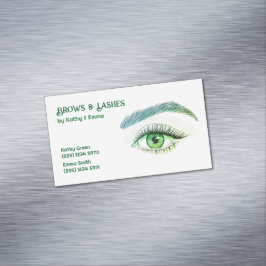 Cartão De Visitas Magnético Dois Nomes Brotam Lashes Tech Green