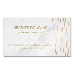 Cartão De Visitas Magnético Dourada Lux Modern com Marble