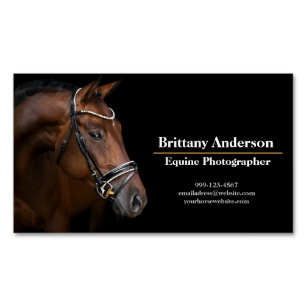 Cartão De Visitas Magnético Dramatic Black Minimmínimo Horse/Fotógrafo De Equí