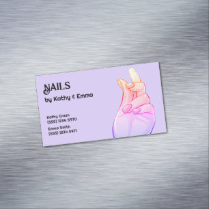 Cartão De Visitas Magnético Duas Unhas de Manicure de Nomes