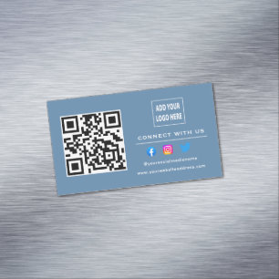 Cartão De Visitas Magnético Dusty Blue Sigam Scan para Conectar-se com o códig